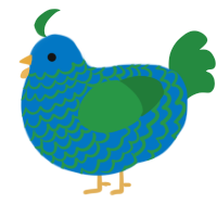 A sapphire and viridian chicken with a lace pattern