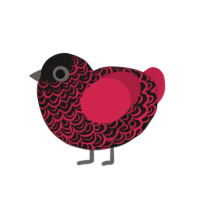 Ow the edge, a sable and crimson chicken with a double-lace pattern