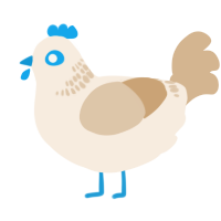 A cream and beige chicken with a neck-band pattern