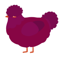 A maroon and wine chicken with a head pattern