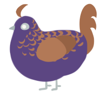 A overcast and brown chicken with a half-lace pattern