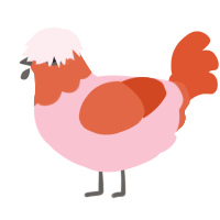 A rose and vermilion chicken with a head pattern
