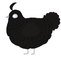 A black and sable chicken with a lace pattern