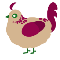 A beige and maroon chicken with a neck-speckle pattern