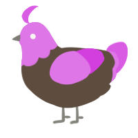 A bark and orchid chicken with a head pattern