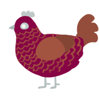 A maroon and russet chicken with a lace pattern
