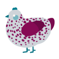 A mist and wine chicken with a speckle pattern