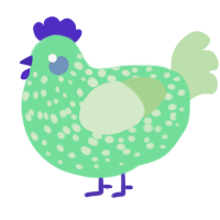 A spring and gluppy chicken with a speckle pattern