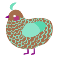 A brown and mint chicken with a lace pattern