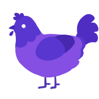 A blurple and indigo chicken with a head pattern