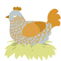 A silver and orange chicken with a lace pattern