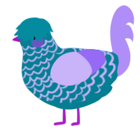 A sea and lilac chicken with a lace pattern