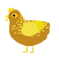 A ochre and yellow chicken with a half-lace pattern