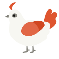 A white and vermilion chicken