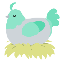 A mist and mint chicken with a head pattern