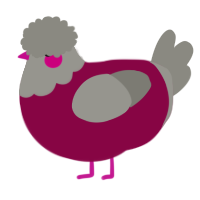 A maroon and ash chicken with a head pattern