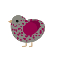 Kasane Teto, a ash and maroon chicken with a head pattern