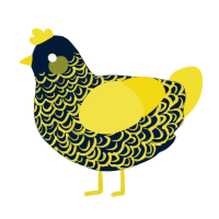 A tumblr and yellow chicken with a double-lace pattern