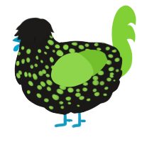 A sable and grass chicken with a speckle pattern