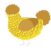 A yellow and gold chicken with a lace pattern