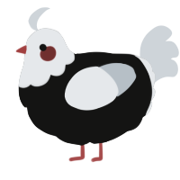 A black and mist chicken with a head pattern