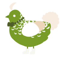 A chartreuse and cream chicken with a half-lace pattern