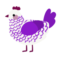 A white and violet chicken with a lace pattern