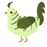A apple and olive chicken with a half-bar pattern