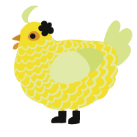A yellow and lemon chicken with a lace pattern