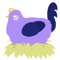 A lilac and navy chicken
