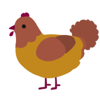 A ochre and russet chicken with a head pattern