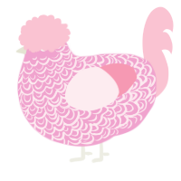 A pink and rose chicken with a double-lace pattern