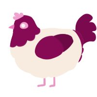 A cream and wine chicken with a head pattern