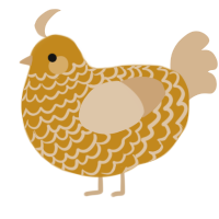 A ochre and beige chicken with a lace pattern