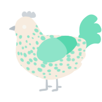 A cream and mint chicken with a speckle pattern
