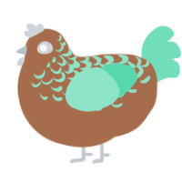 A brown and mint chicken with a half-lace pattern
