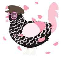 A sable and rose chicken with a lace pattern