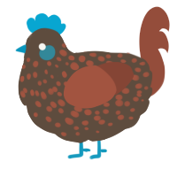 A bark and russet chicken with a speckle pattern