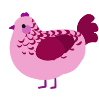 A pink and maroon chicken with a half-lace pattern