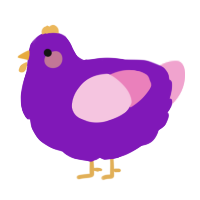 A violet and pink chicken
