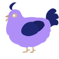 A lilac and navy chicken