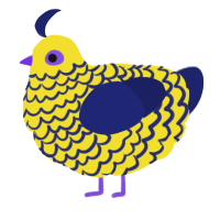 A yellow and navy chicken with a lace pattern
