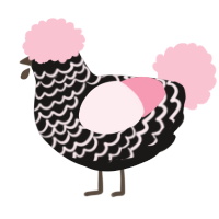 A sable and rose chicken with a lace pattern