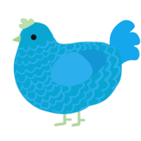 A cerulean and sky chicken with a lace pattern