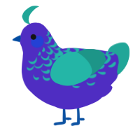 A indigo and turquoise chicken with a half-lace pattern