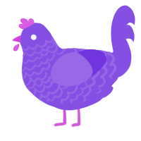 A blurple chicken with a lace pattern
