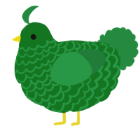 A leaf and viridian chicken with a lace pattern