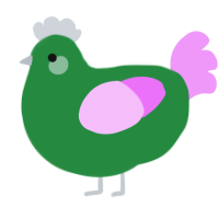 A viridian and lavender chicken