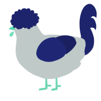A silver and navy chicken