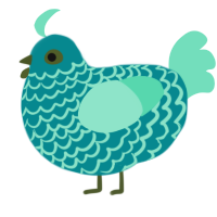 A teal and mint chicken with a lace pattern